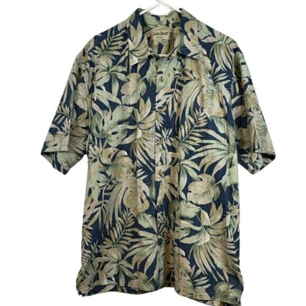 Cooke Street Blue Green Tan Button Down Leafy Shirt Size 2XL EUC #7461